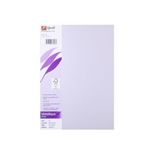 Quill Metallique Board 285gsm A4 Moonstone Pack of 25