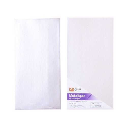 Quill Metallique Envelope 120gsm DL Mother of Pearl Pack of 10