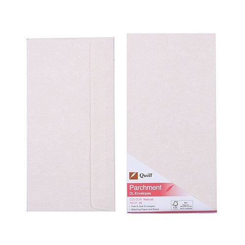 Quill Parchment Envelope 90gsm DL Natural Pack of 25