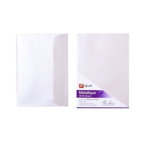 Quill Metallique Envelope 120gsm C6 Mother of Pearl Pack of 10