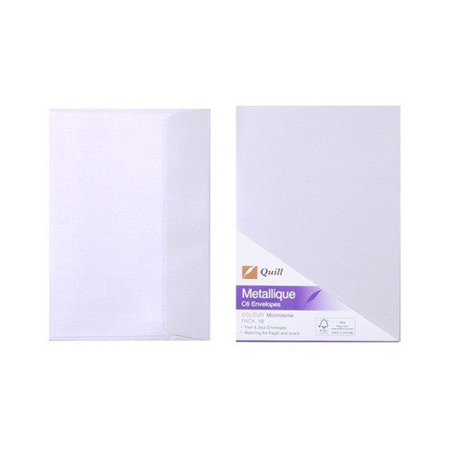 Quill Metallique Envelope 120gsm C6 Moonstone Pack of 10