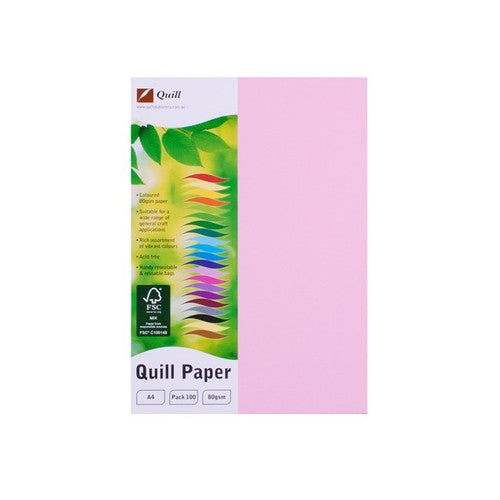 Quill Coloured Paper 80gsm A4 Musk Pack of 100