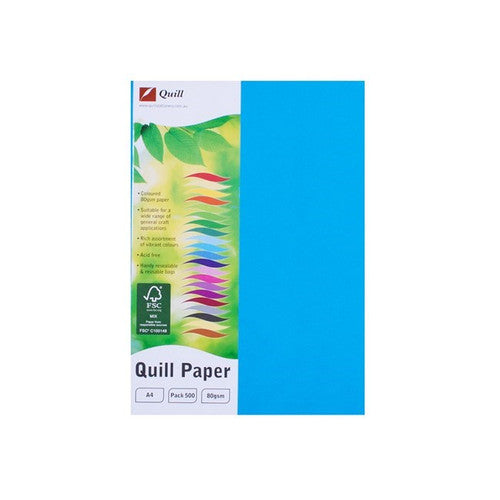 Quill Coloured Paper 80gsm A4 Marine Blue Pack of 500