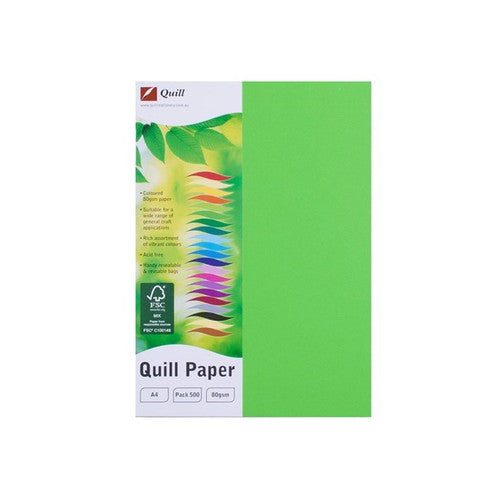 Quill Coloured Paper A4 Lime Pack 500 | Mega Office Supplies