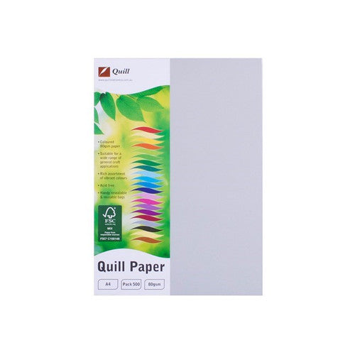 Quill Coloured Paper 80gsm A4 Grey Pack of 500
