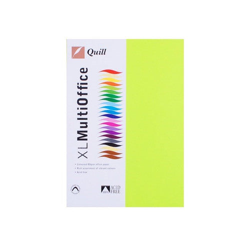 Quill Coloured Paper 80gsm A4 Fluoro Green Pack of 500