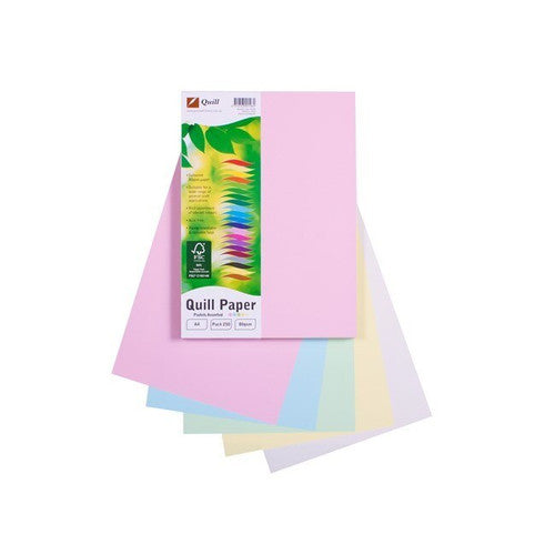 Quill Coloured Paper 80gsm A4 Pastel Assorted Pack of 250