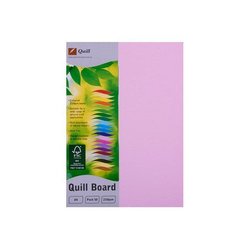 Quill Coloured Board 210gsm A4 Musk Pack of 50