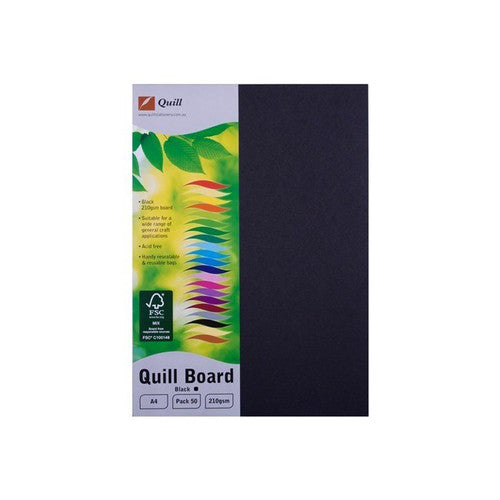 Quill Surface Board 210gsm A4 Black Pack of 50
