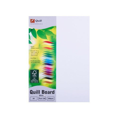 Quill Pasteboard 200gsm A4 White Pack of 100