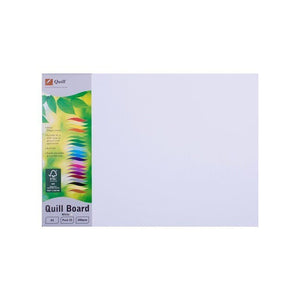 Quill Pasteboard 200gsm A3 White Pack of 25, a landscape white A3 sheet with the Quill Board pack card on its left side