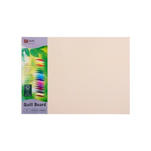 Quill Coloured Board 210gsm A3 Cream Pack of 25
