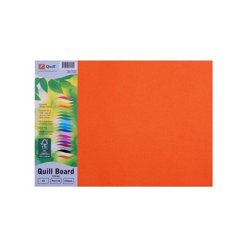 Quill Coloured Board 210gsm A3 Orange Pack of 25
