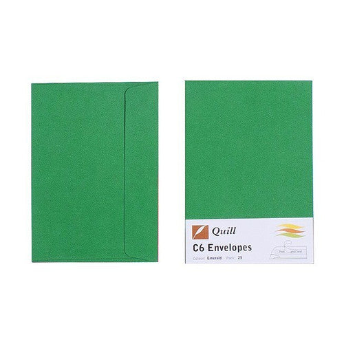 Quill Envelope 80gsm C6 Emerald Pack of 25