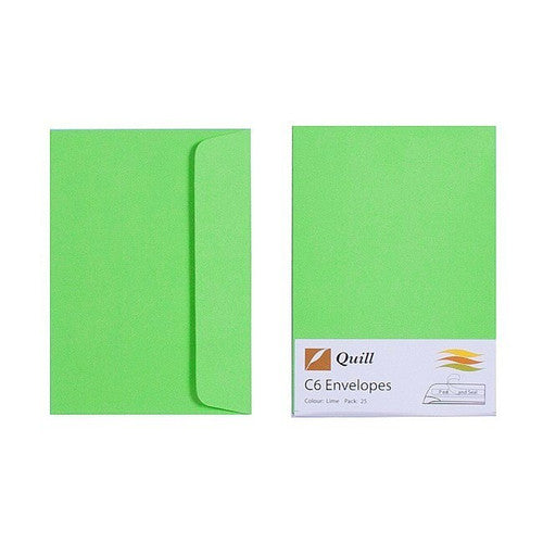 Quill Envelope 80gsm C6 Lime Pack of 25