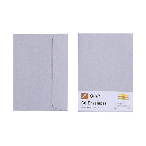 Quill Envelope 80gsm C6 Grey Pack of 25