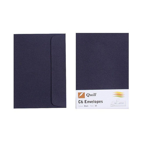 Quill Envelope 80gsm C6 Black Pack of 25