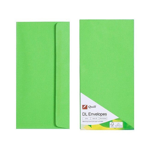 Quill Envelope 80gsm DL Lime Pack of 25