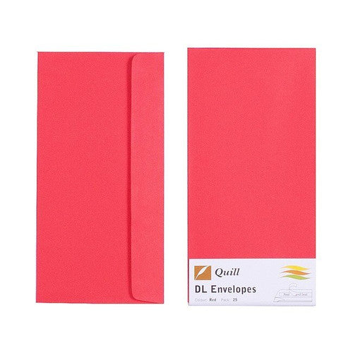 Quill Envelope 80gsm DL Red Pack of 25