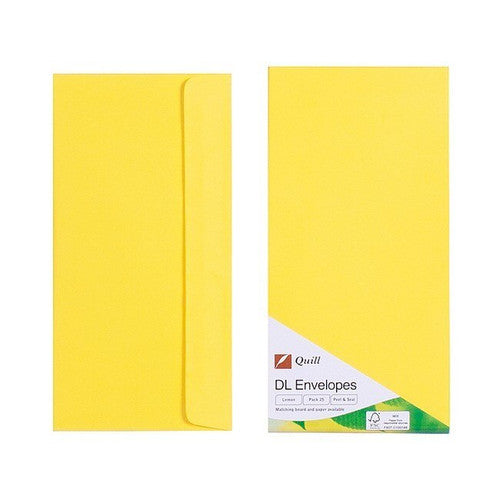 Quill Envelope 80gsm DL Lemon Pack of 25