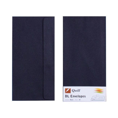Quill Envelope 80gsm DL Black Pack of 25