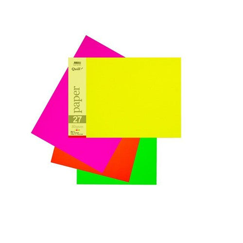Quill Coloured Paper 80gsm A3 Fluoro Assorted Pack of 150