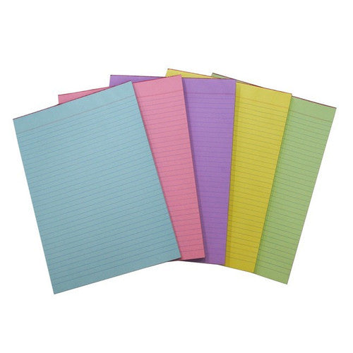 Quill Bond Pad Ruled 70gsm A4 70 Leaf Assorted Pack of 5