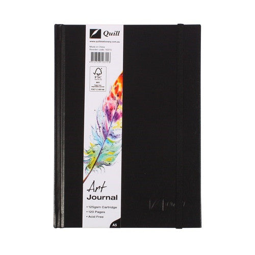 Quill Art Journal 125gsm A5 60 Leaf Black Pack of 5