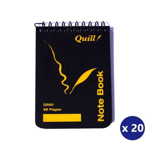 Quill Q Series Pocket Notebook 60gsm PP 112 x 77mm 96 Pages Black Pack of 20