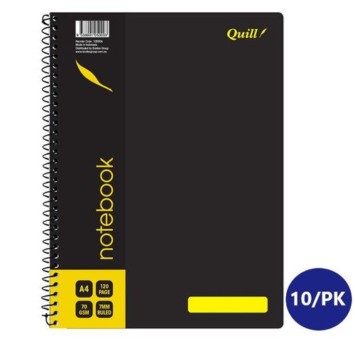 Quill Q Series Notebook 70gsm PP A4 120 Pages Black Pack of 10