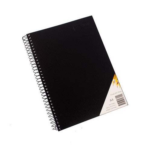 Quill Visual Art Diary PP 110gsm A4 200 Pages Black Pack of 3