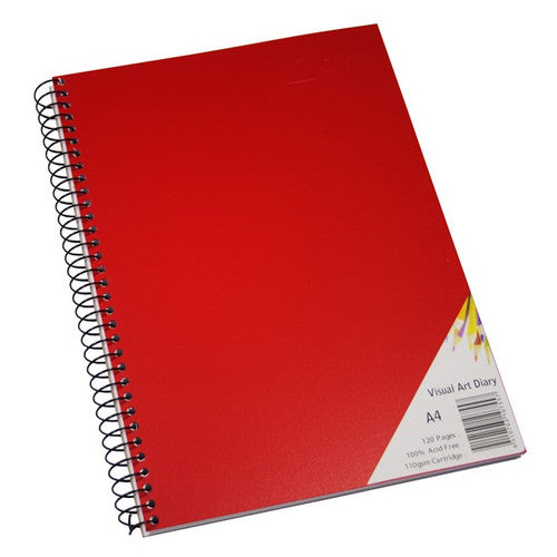 Quill Visual Art Diary PP 110gsm A4 120 Pages Red Pack of 5