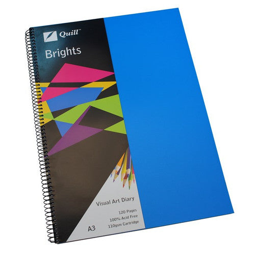 Quill Visual Art Diary PP 110gsm A3 120 Pages Marine Blue Pack of 5