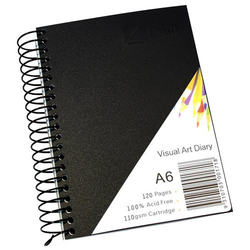 Quill Visual Art Diary PP 110gsm A6 120 Pages Black Pack of 5
