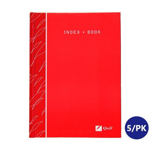Quill Index Book 70gsm A5 160 Pages Red Pack of 5