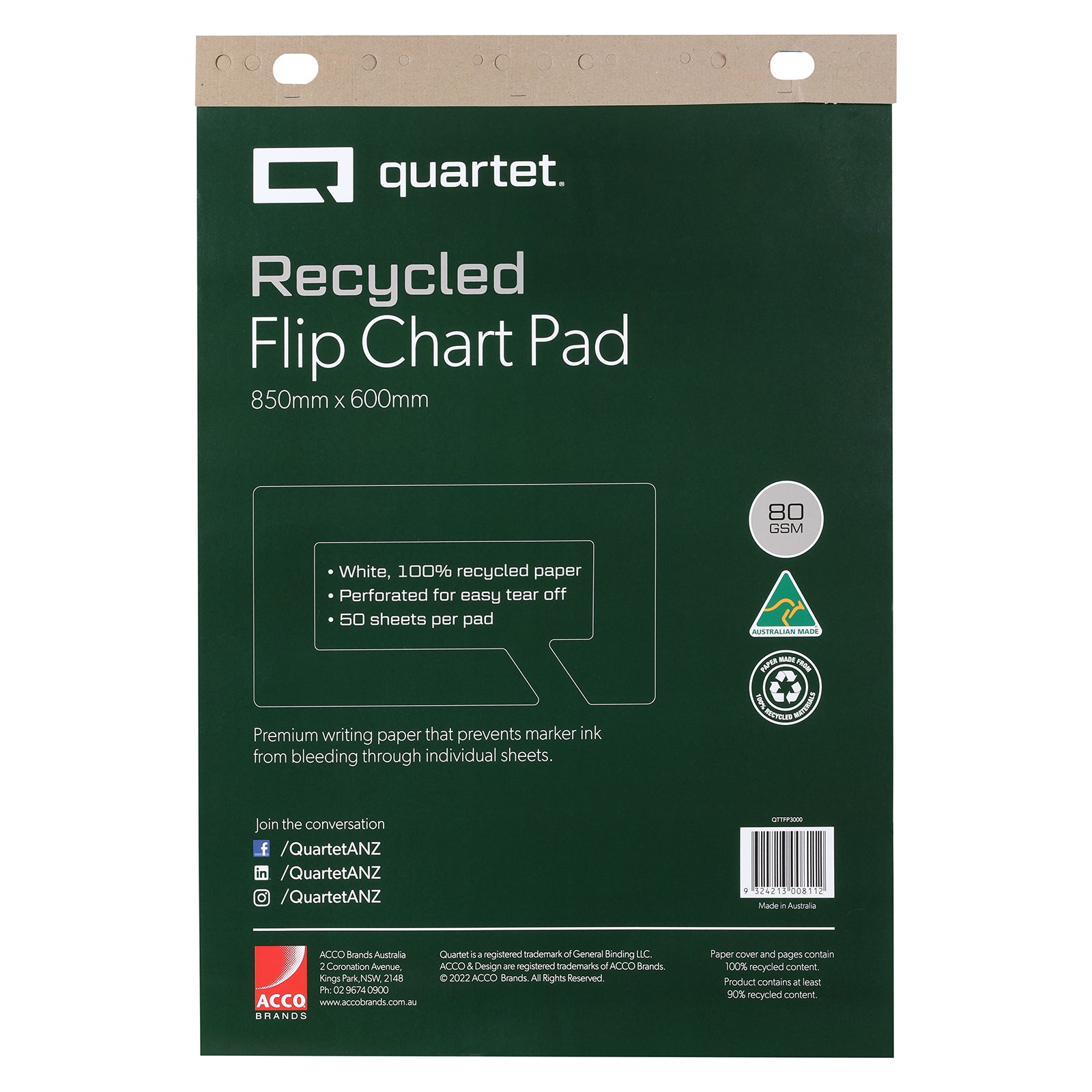 Quartet Flipchart Pad Recycled 50 Sheet 80gsm Pack 2 - image 1