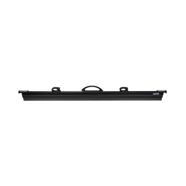 Black Hang-A-Plan Quickfile binder viewed front on, with handle, two levers and end cap index holders