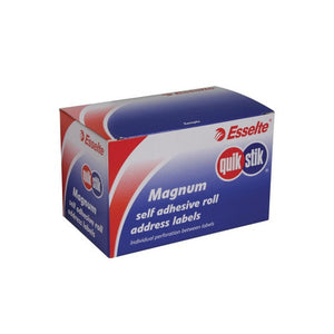 QuikStik Label Dispenser Magnum Roll 78 x 48mm White pack of 500, large write-on roll labels in dispenser box with permanent adhesive for parcel addressing, warehouse dispatch and box labelling