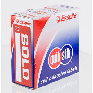 QuikStik Removable Adhesive Label Dispenser Sold To 29 x 76mm pack of 160, pre-printed Sold To labels with removable adhesive for customer order identification in retail and office environments