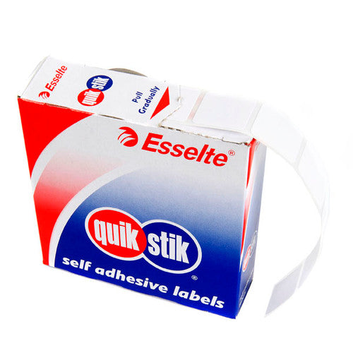 QuikStik Removable Adhesive Label Dispenser Square 19 x 19mm White pack of 900, small square white labels with removable adhesive for product marking, pricing dots and general office identification