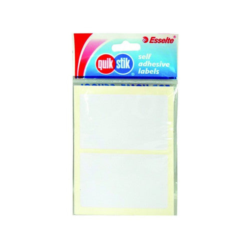 QuikStik Label Rectangle 48 x 75mm White Hangsell pack of 12, large write-on white rectangular labels with permanent adhesive for storage labelling and home organisation