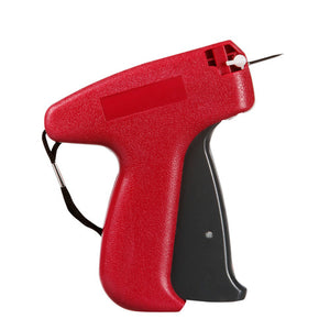 QuikStik Tagger Gun Machine Red with safety cap, ergonomic red handle and fine needle, used for attaching price tags and swing tickets to garments and retail merchandise