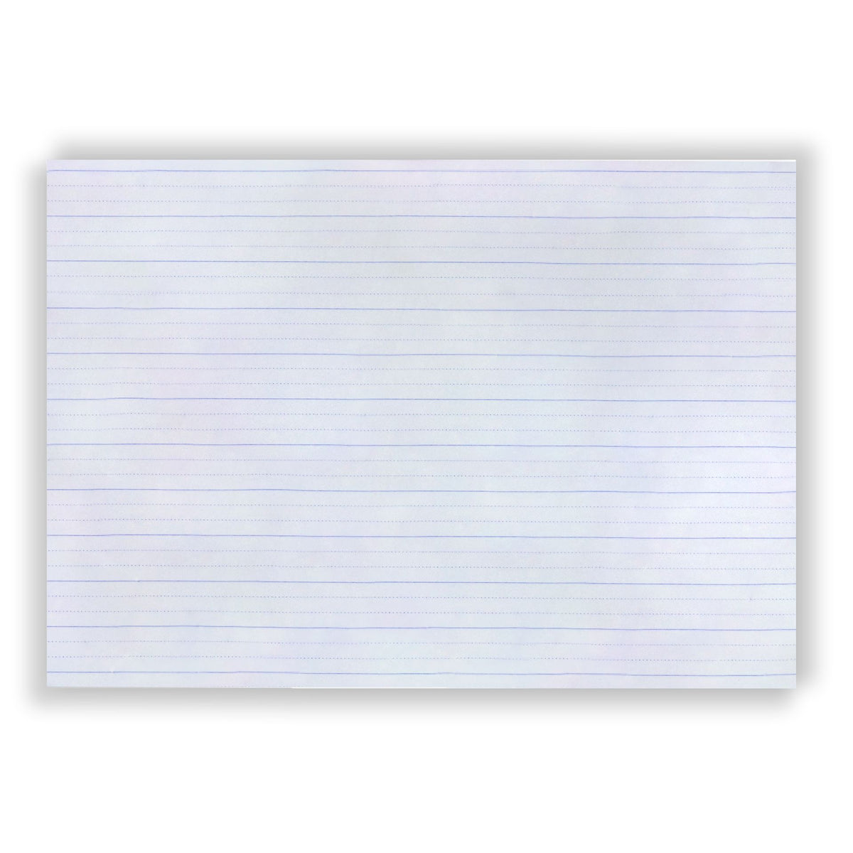 A single sheet of Quill Dotted Thirds Paper 18mm shown flat, with evenly spaced faint ruled and dotted lines