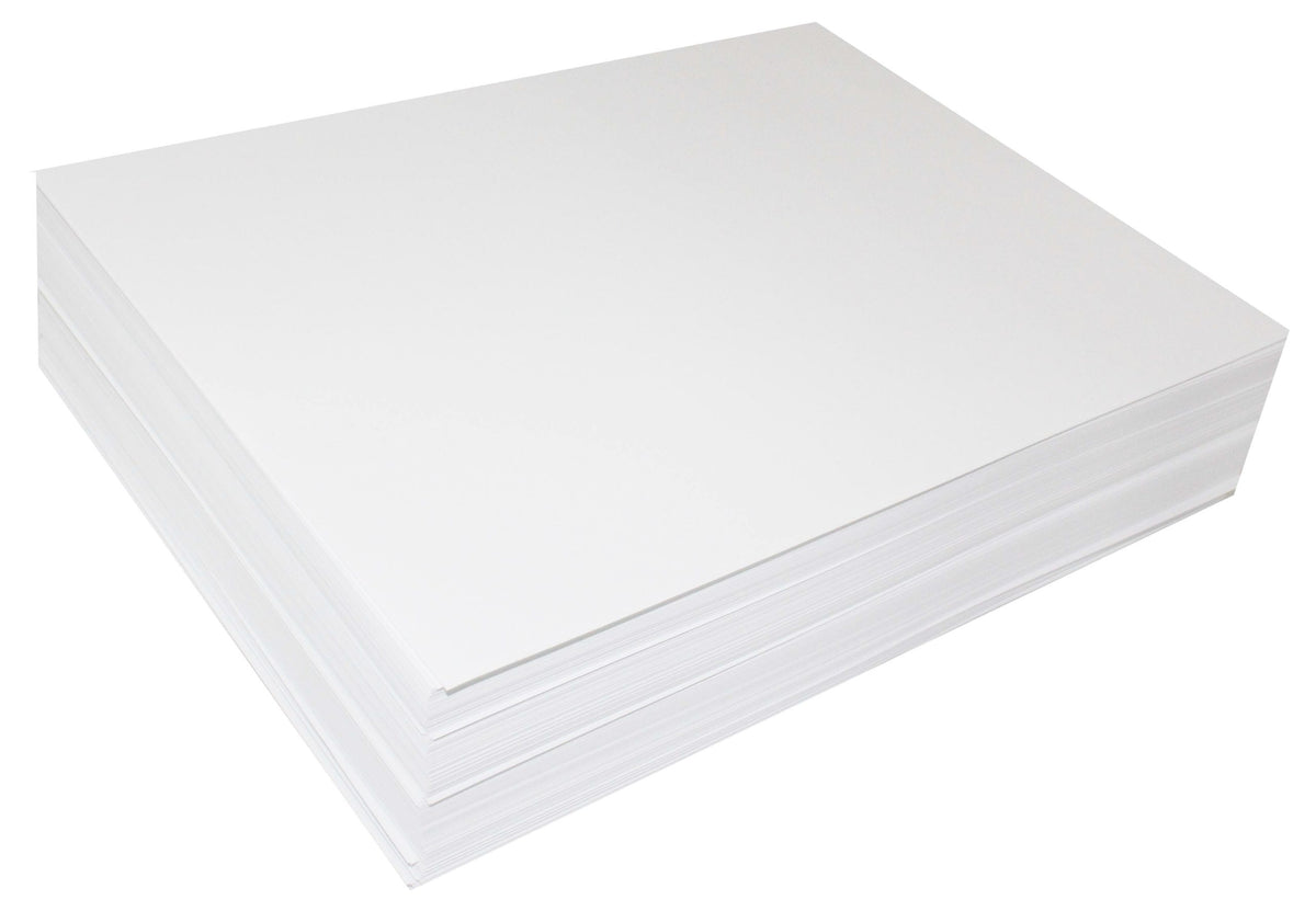 Quill Cartridge Paper 110gsm A1 white sheets stacked flat and shown at an angle, with the thickness of the pack visible