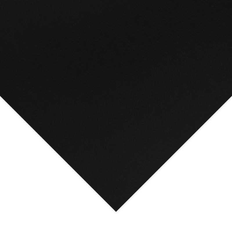 Quill Surface Board 210gsm black, close view of one corner of a black board sheet angled downward on a white background