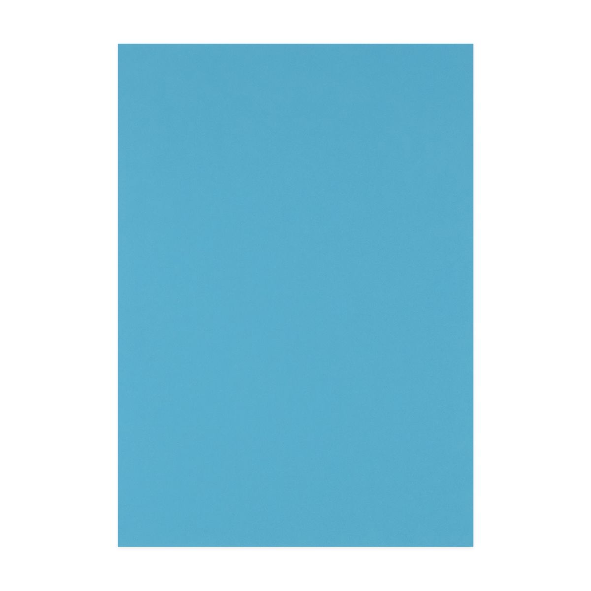 A single sky blue sheet of Quill 125gsm A4 cover paper from the assorted pack, laid flat in portrait on a white background