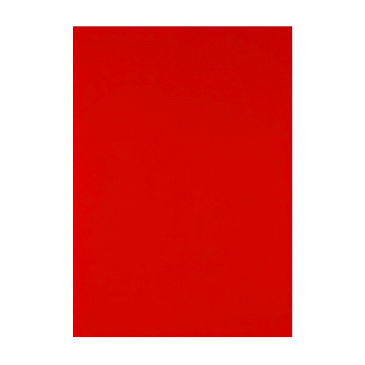 A single red sheet of Quill A4 cover paper from the assorted 100 sheet pack, shown flat in portrait on a white background
