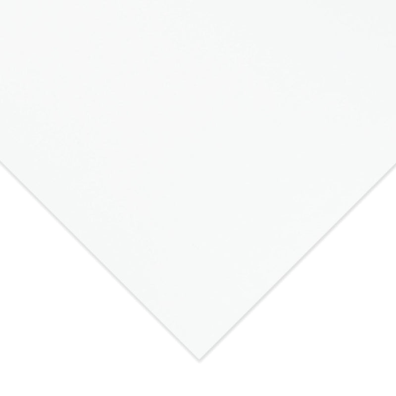 Quill Foam Board A3 white seen along one long edge, the pale foam core visible as a line between the white paper faces