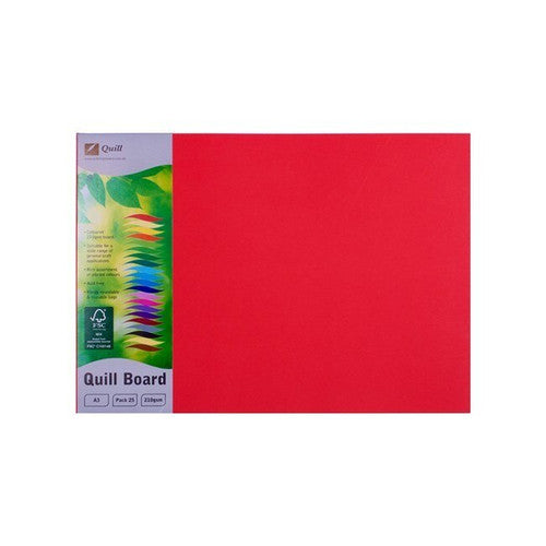 Quill Coloured Board 210gsm A3 Red Pack of 25 - image 1