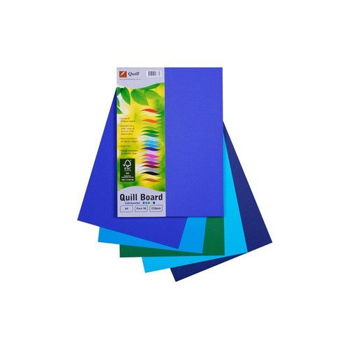 Quill Coloured Board 210gsm A4 Cold Assorted Pack of 50 - image 1